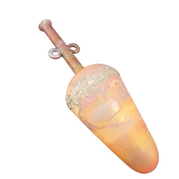 Egyptian Hand Blown Art Glass Vase Bottle Thin Lightweight Scavo Textured Glass - Picture 5 of 16